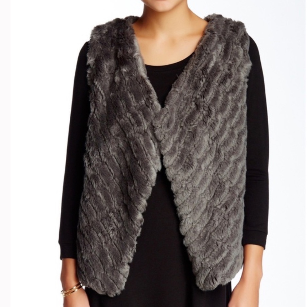 BB Dakota Gray Faux Fur Vest